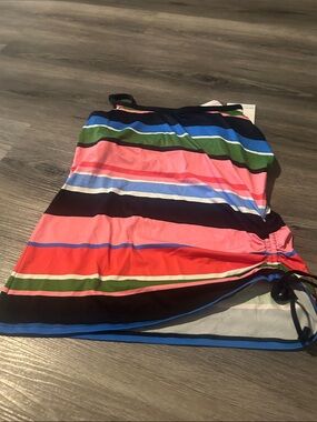 Beach House Multicolor Striped Swim Top — Coral, Green, Blue, Black